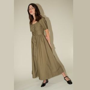 Caron Callahan Indira dress in olive poplin 🫒